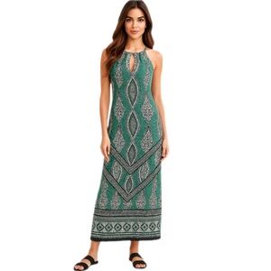 White House Black Market Blue & Green Halter Maxi Dress — Size SP